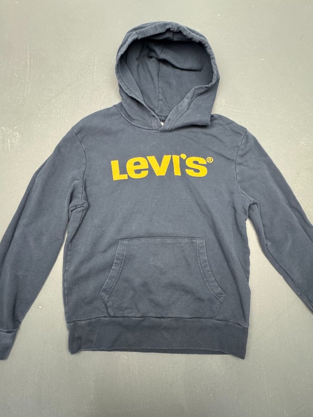 Levi's Boys Size Small Navy Blue Graphic Hoodie Sweatshirt Long Sleeve Pullover